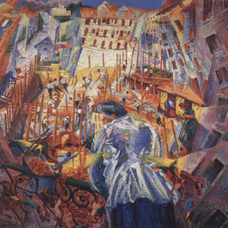Umberto Boccioni THe Street Penetrates the House Norge oil painting art